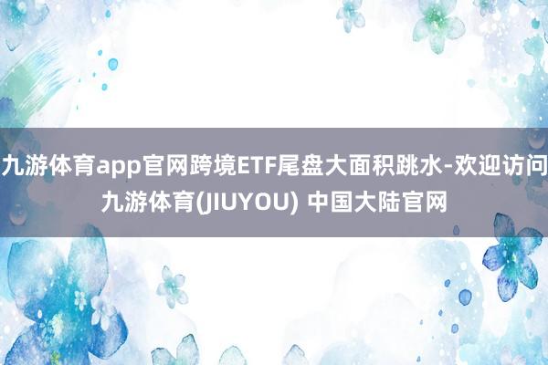 九游体育app官网跨境ETF尾盘大面积跳水-欢迎访问九游体育(JIUYOU) 中国大陆官网